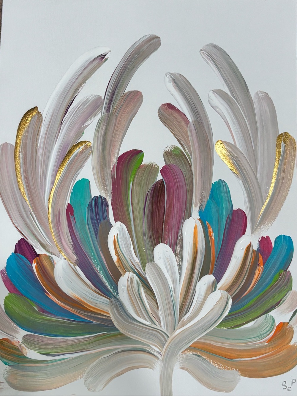 Abstract Multicolor Floral Brushstroke Canvas Wall Art - handpainted